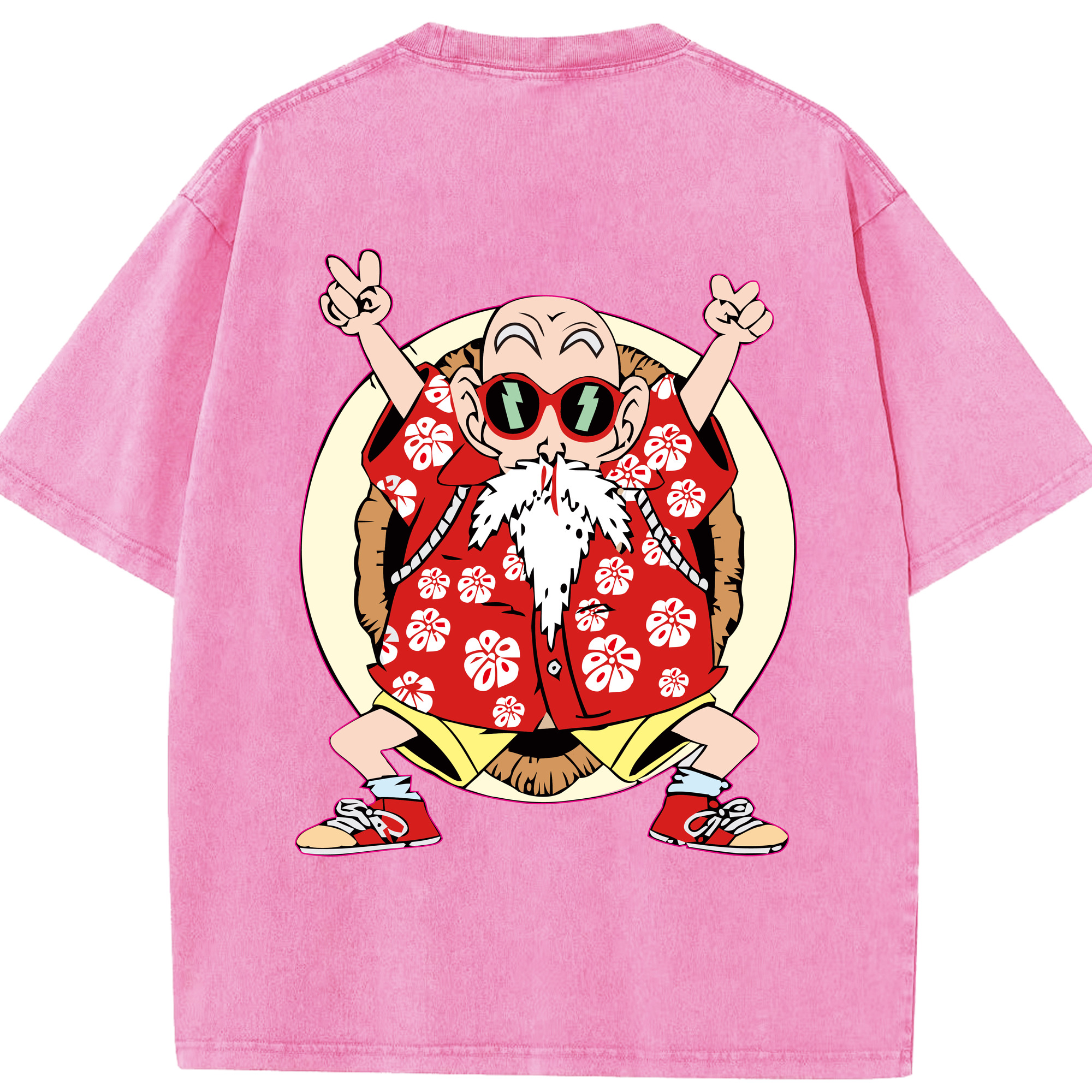 （画像用） ドラゴンボール 亀仙人（かめせんにん） DRAGON BALL Master Roshi Kame Sennin 綿100% ヴィンテージ風 半袖Tシャツ（背面プリント）